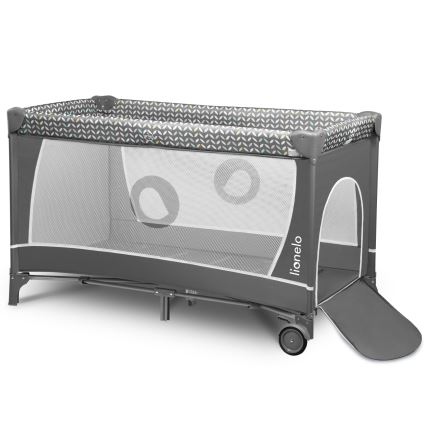 Lionelo - Travel Cot FLOWER Grey Scandi