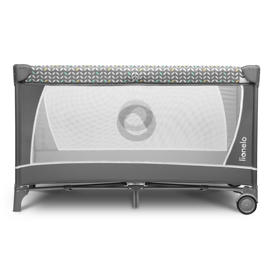 Lionelo - Travel Cot FLOWER Grey Scandi