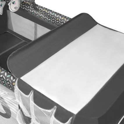 Lionelo - Travel Cot FLOWER Grey Scandi