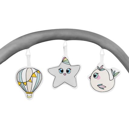 Lionelo - Travel Cot FLOWER Grey Scandi