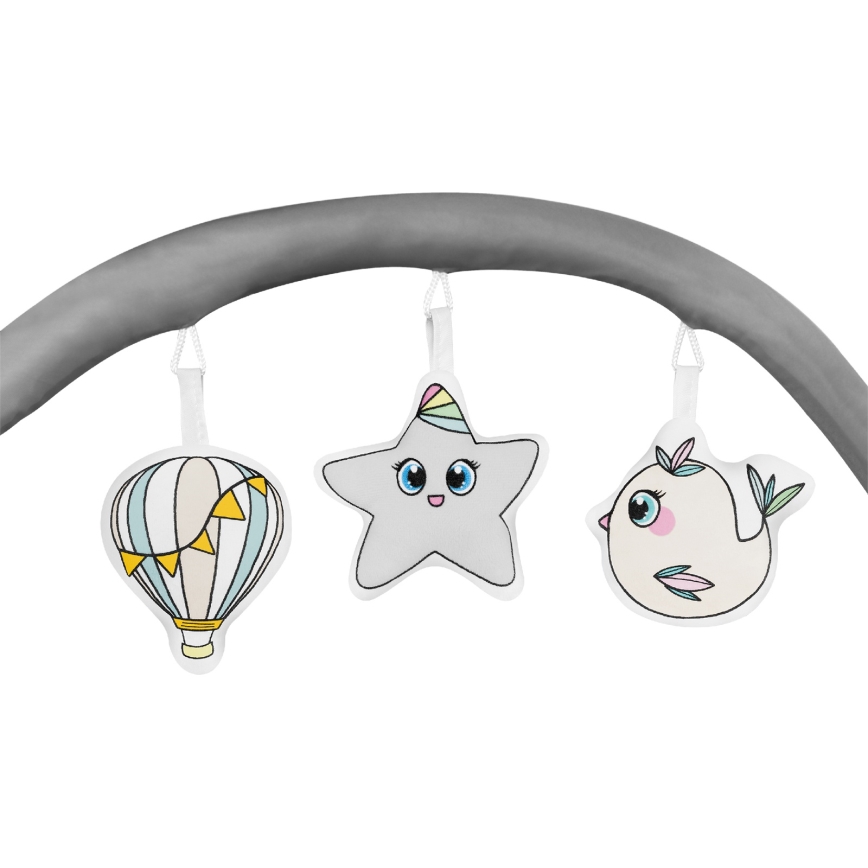 Lionelo - Travel Cot FLOWER Grey Scandi