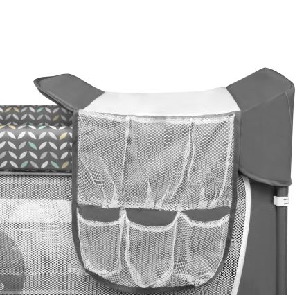 Lionelo - Travel Cot FLOWER Grey Scandi