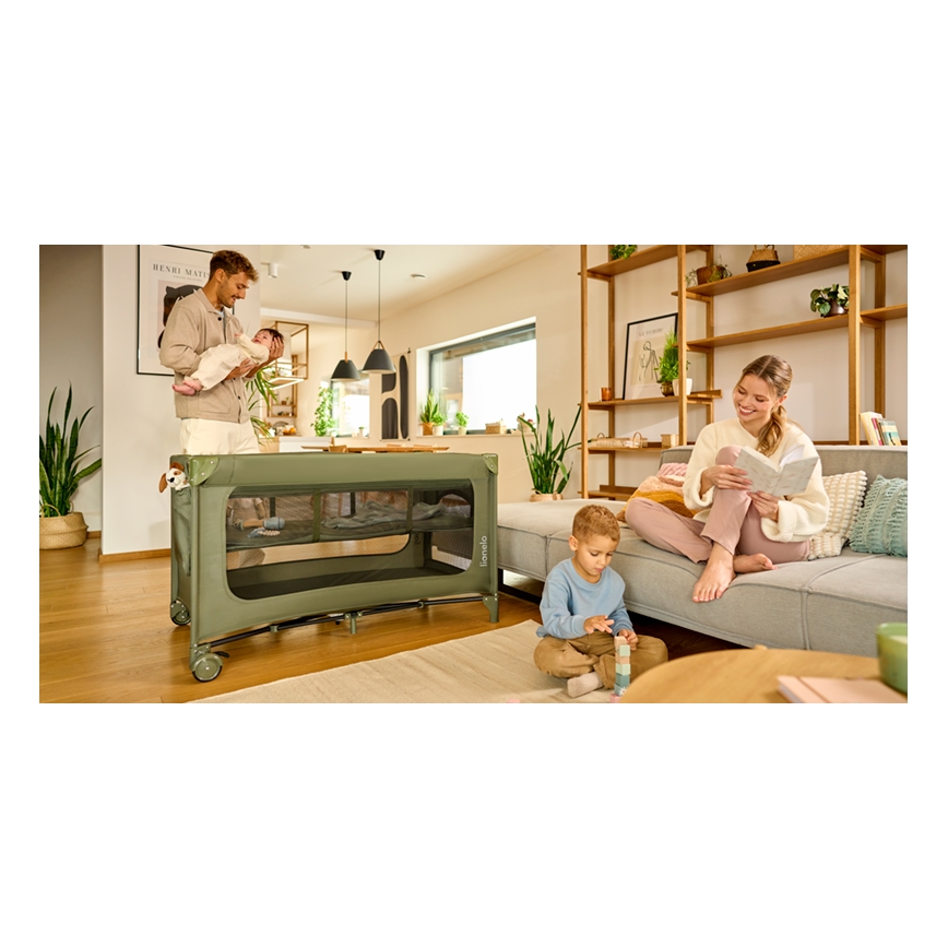 Lionelo - Travel Cot JASMIN EASY FOLD Green Olive