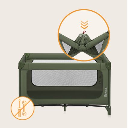 Lionelo - Travel Cot JASMIN EASY FOLD Green Olive
