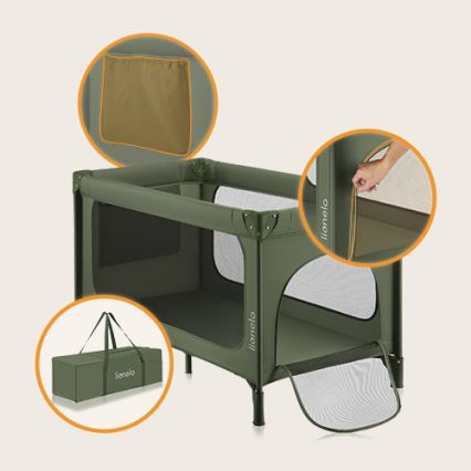 Lionelo - Travel Cot JASMIN EASY FOLD Green Olive