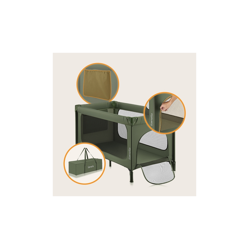 Lionelo - Travel Cot JASMIN EASY FOLD Green Olive