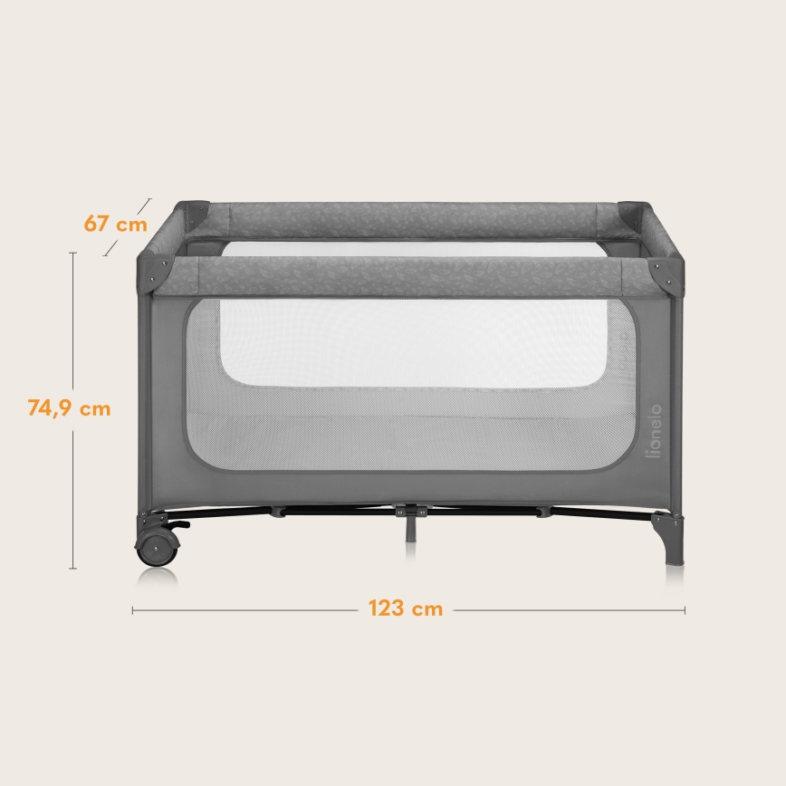 Lionelo - Travel Cot JASMIN EASY FOLD Grey Stone