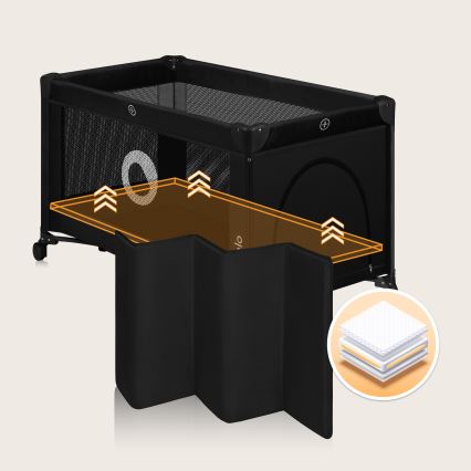 Lionelo - Travel Cot STEFI Black Carbon