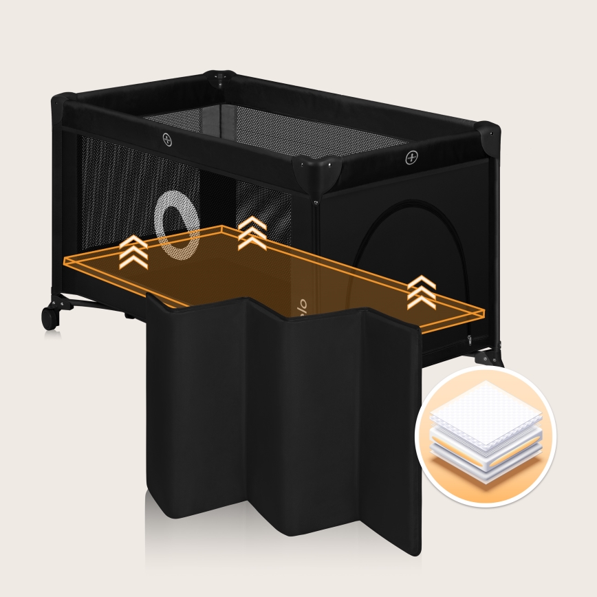 Lionelo - Travel Cot STEFI Black Carbon