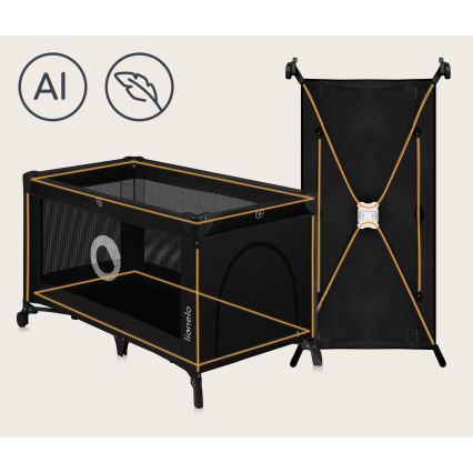 Lionelo - Travel Cot STEFI Black Carbon