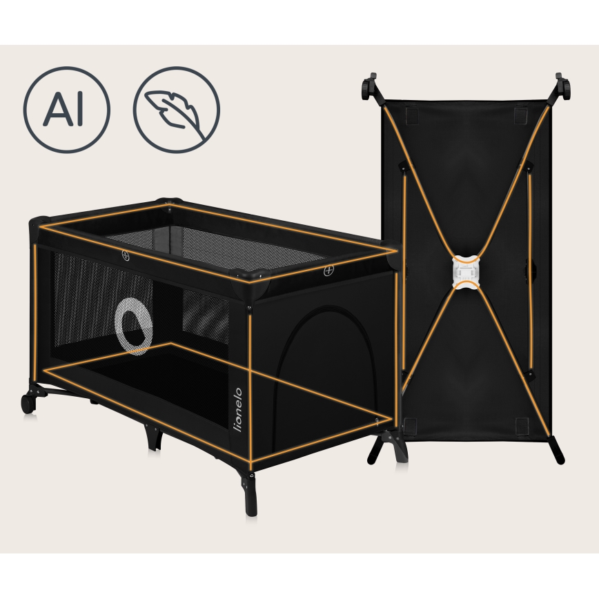Lionelo - Travel Cot STEFI Black Carbon