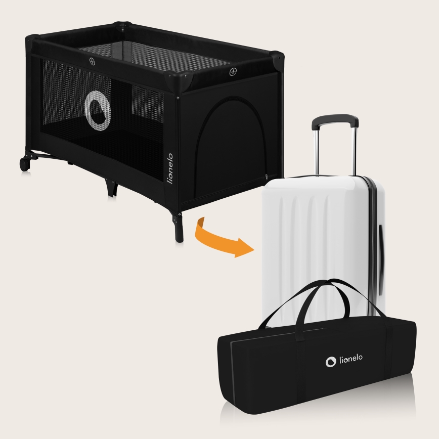 Lionelo - Travel Cot STEFI Black Carbon