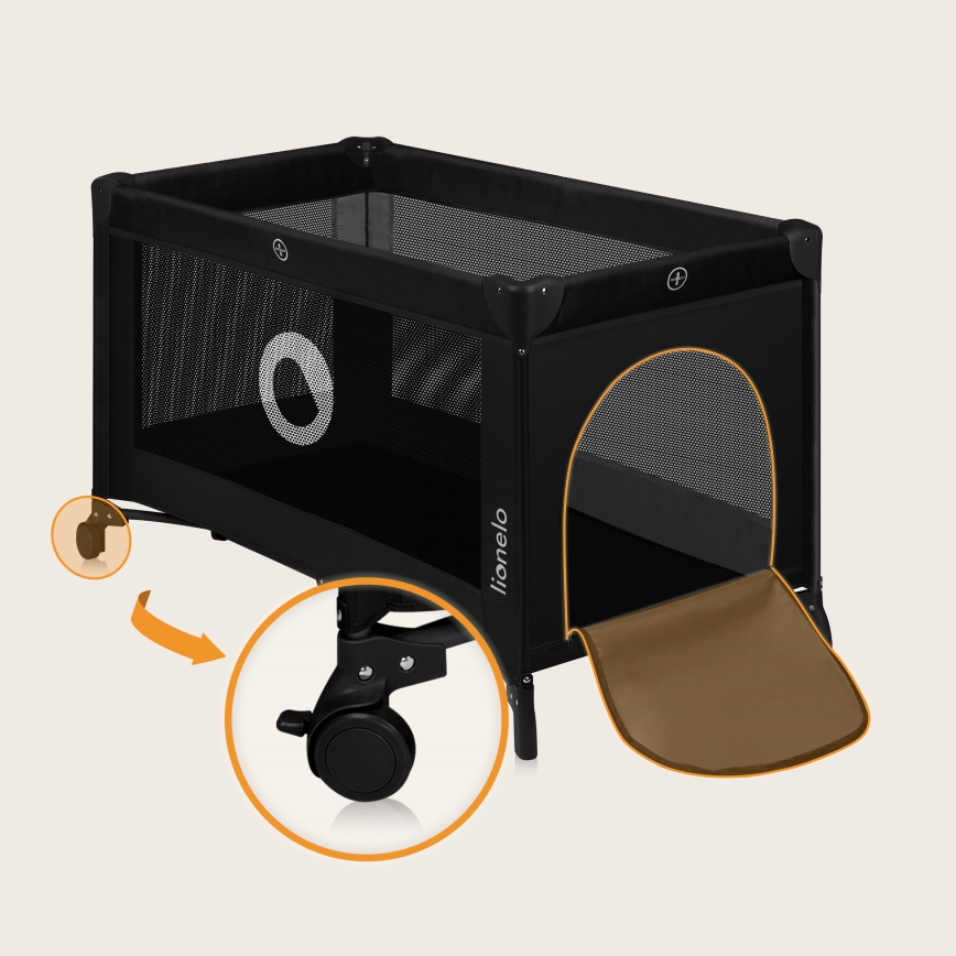 Lionelo - Travel Cot STEFI Black Carbon