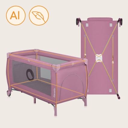 Lionelo - Travel Cot STEFI PLUS Pink Magnolia