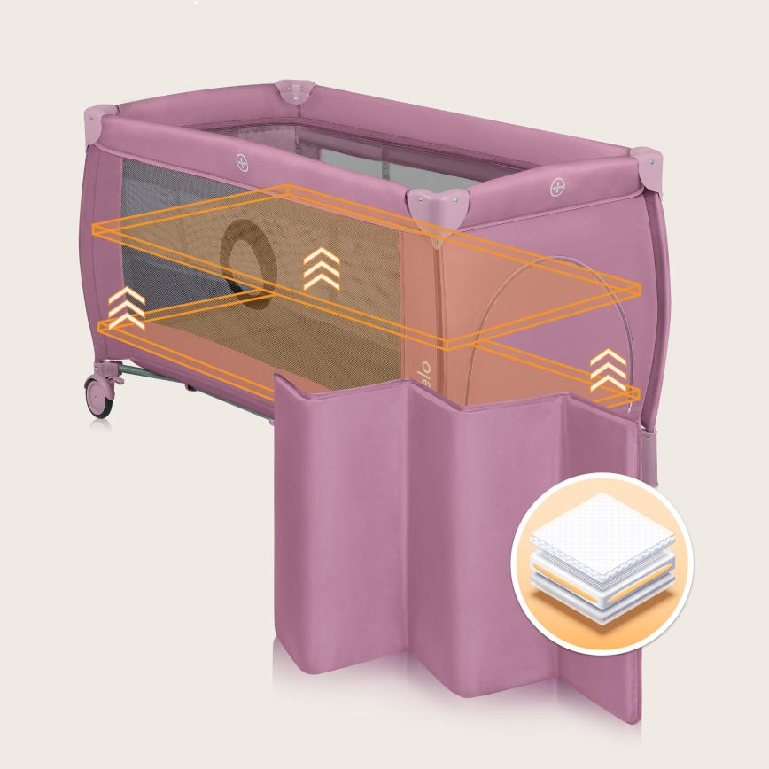 Lionelo - Travel Cot STEFI PLUS Pink Magnolia