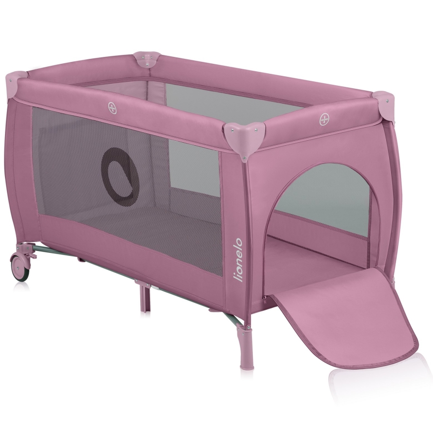 Lionelo - Travel Cot STEFI PLUS Pink Magnolia