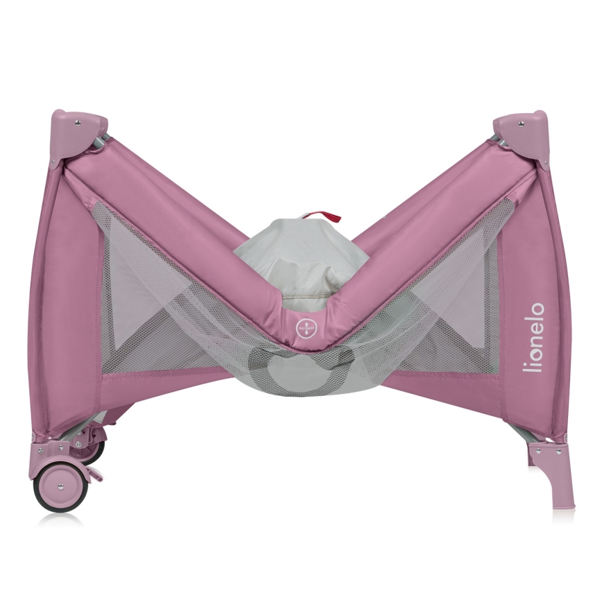 Lionelo - Travel Cot STEFI PLUS Pink Magnolia