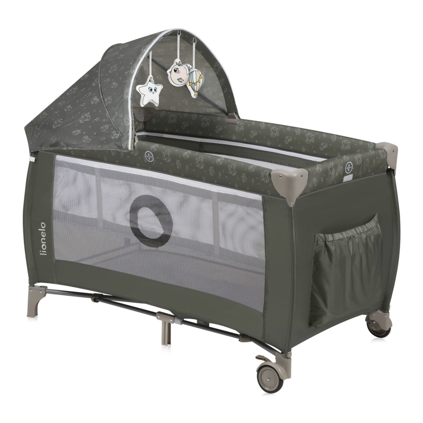 Lionelo - Travel Cot SVEN PLUS Beige Olive