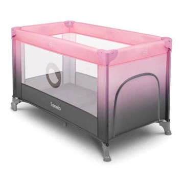 Lionelo - Travel crib STEFI pink/grey