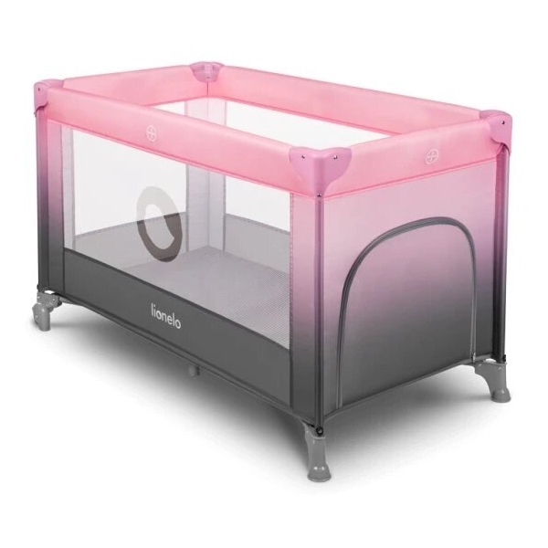 Lionelo - Travel crib STEFI pink/grey