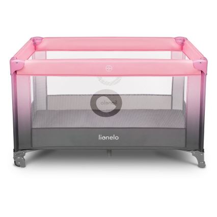 Lionelo - Travel crib STEFI pink/grey