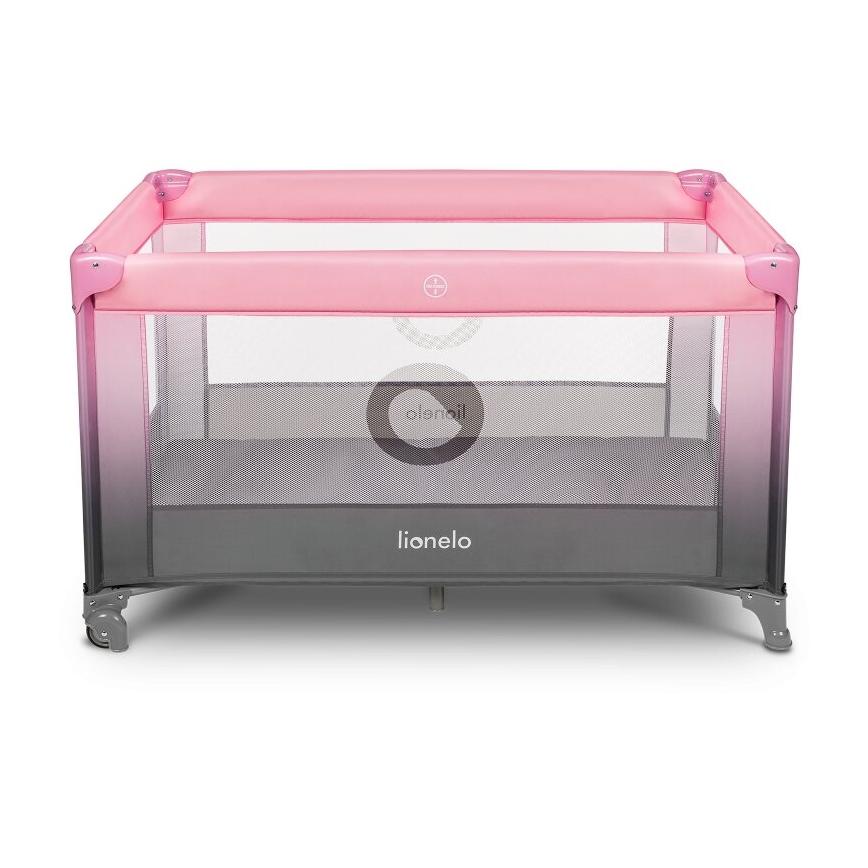 Lionelo - Travel crib STEFI pink/grey