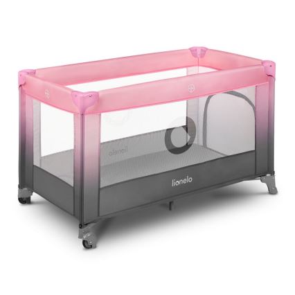 Lionelo - Travel crib STEFI pink/grey