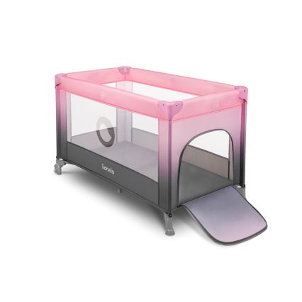 Lionelo - Travel crib STEFI pink/grey