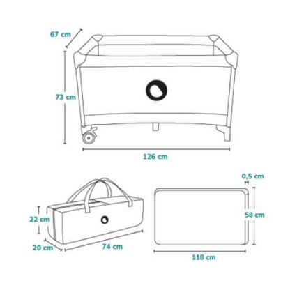 Lionelo - Travel crib STEFI pink/grey