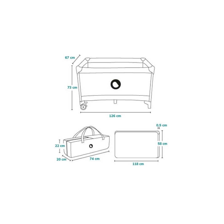 Lionelo - Travel crib STEFI pink/grey