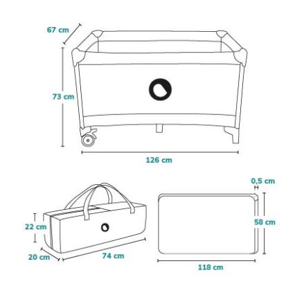 Lionelo - Travel crib STEFI turquoise