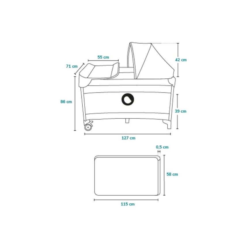 Lionelo - Travel crib SVEN PLUS grey