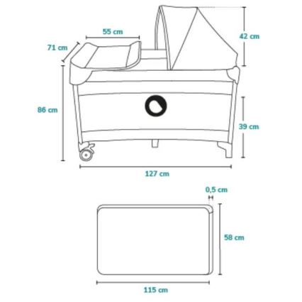 Lionelo - Travel crib SVEN PLUS grey