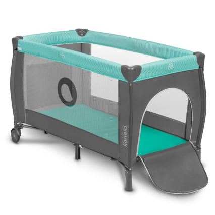 Lionelo - Travel crib SVEN PLUS grey/turquoise