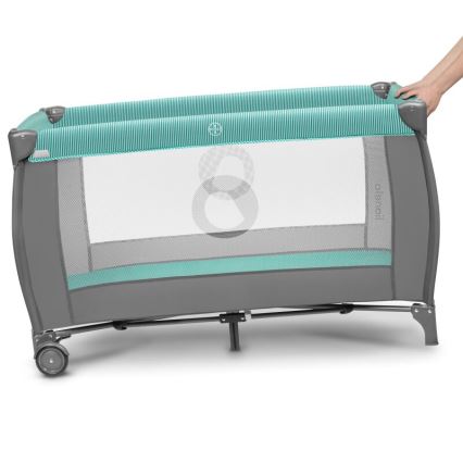 Lionelo - Travel crib SVEN PLUS grey/turquoise
