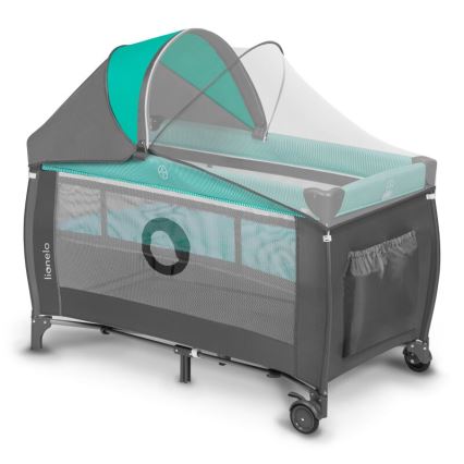 Lionelo - Travel crib SVEN PLUS grey/turquoise