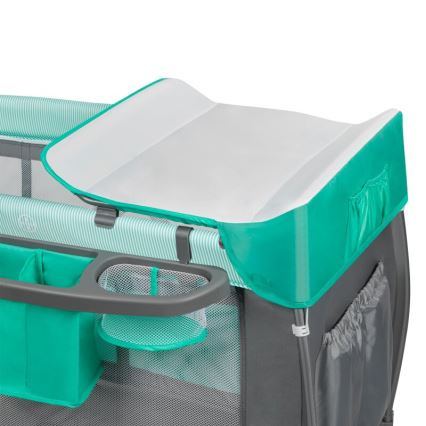 Lionelo - Travel crib SVEN PLUS grey/turquoise