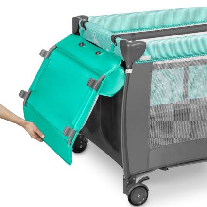 Lionelo - Travel crib SVEN PLUS grey/turquoise