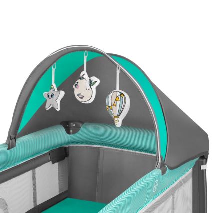 Lionelo - Travel crib SVEN PLUS grey/turquoise