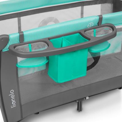 Lionelo - Travel crib SVEN PLUS grey/turquoise