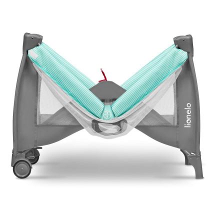 Lionelo - Travel crib SVEN PLUS grey/turquoise