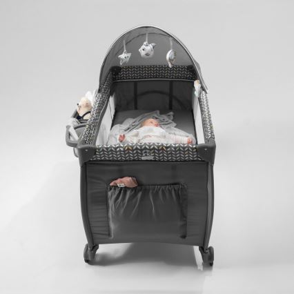 Lionelo - Travel crib SVEN PLUS grey/yellow