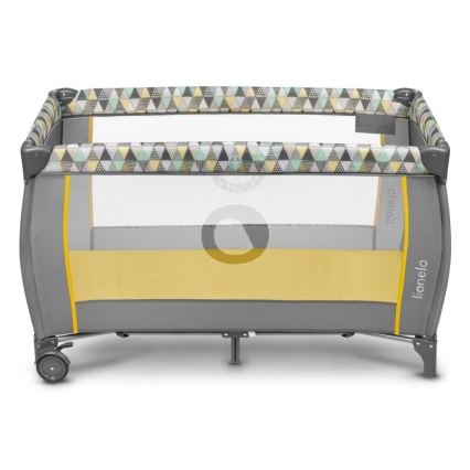 Lionelo - Travel crib SVEN PLUS grey/yellow