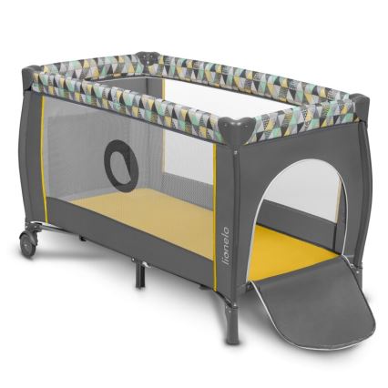 Lionelo - Travel crib SVEN PLUS grey/yellow