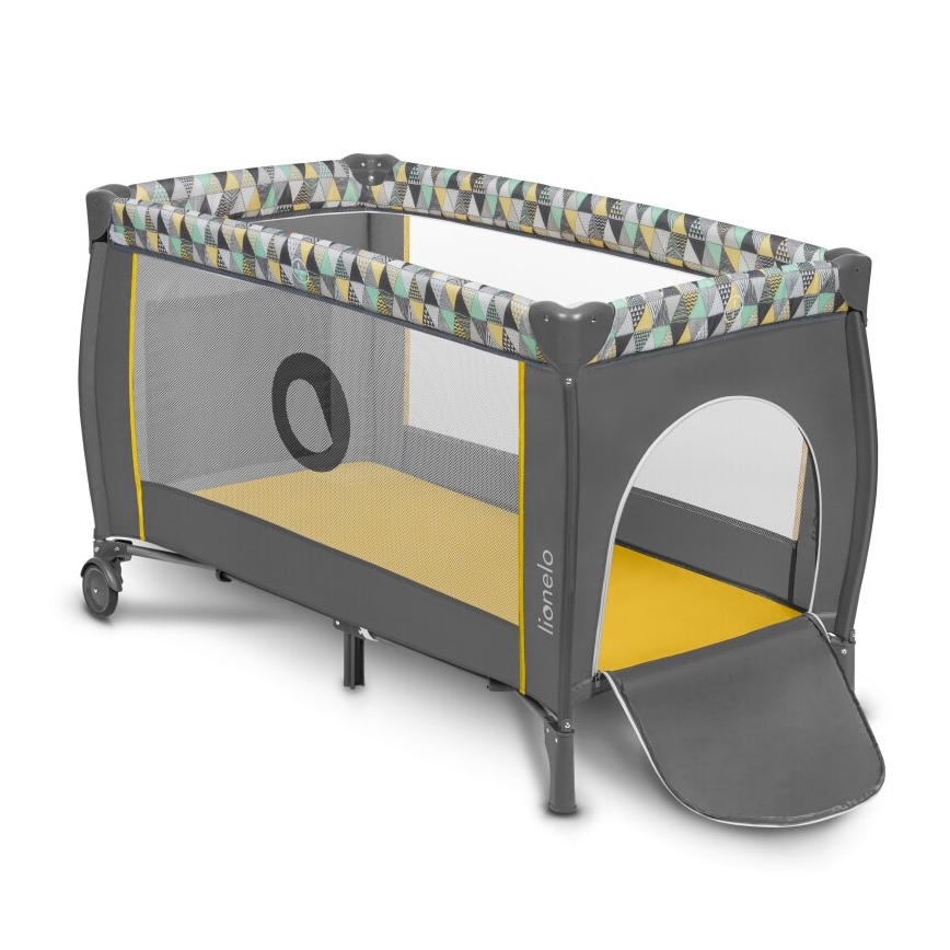 Lionelo - Travel crib SVEN PLUS grey/yellow