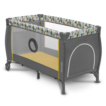 Lionelo - Travel crib SVEN PLUS grey/yellow