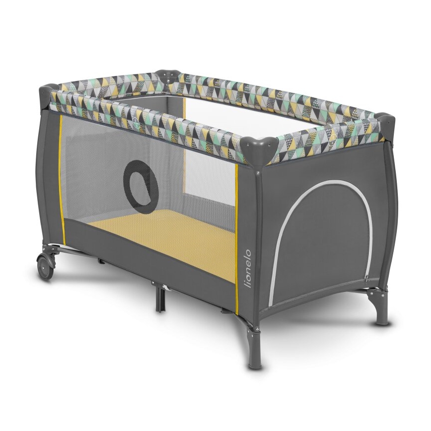Lionelo - Travel crib SVEN PLUS grey/yellow
