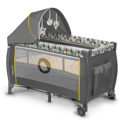 Lionelo - Travel crib SVEN PLUS grey/yellow