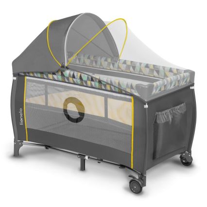 Lionelo - Travel crib SVEN PLUS grey/yellow