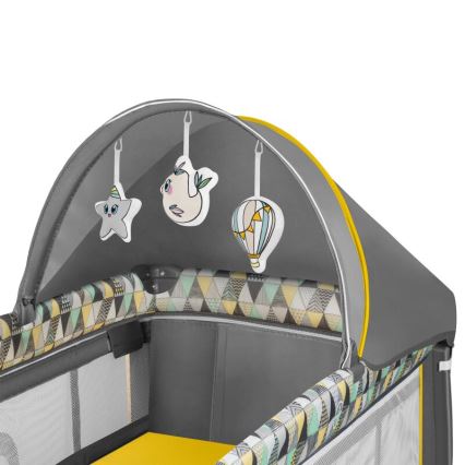 Lionelo - Travel crib SVEN PLUS grey/yellow